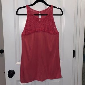 Loft lace topped tank in coral. Size XLP.